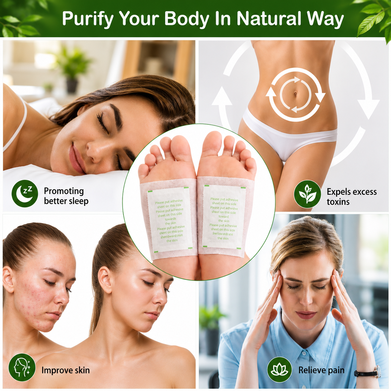 🌿 Premium Body Detox Foot Patches (Pack of 20)🔥 | BUY 1 GET 1 FREE 🔥