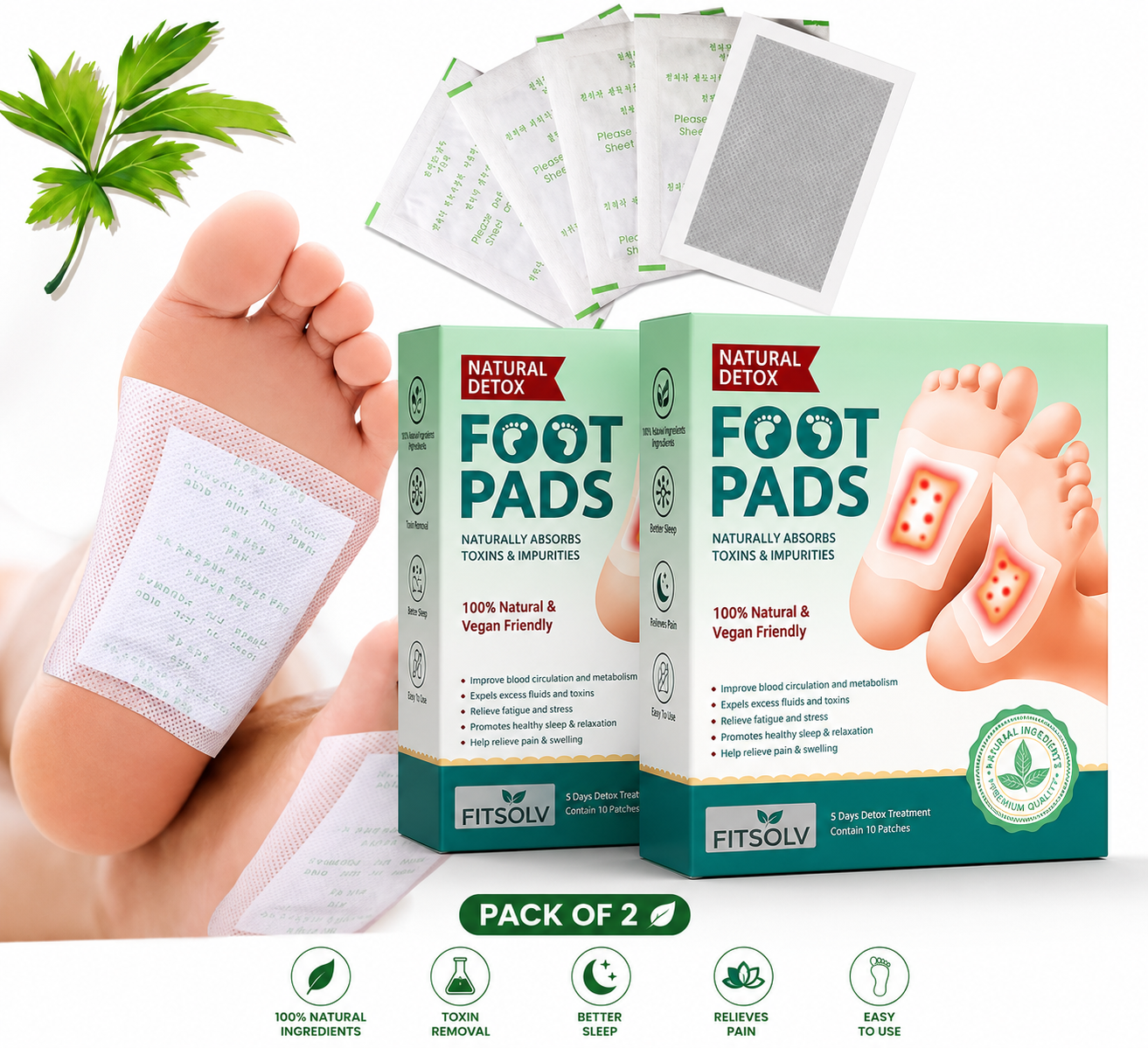 🌿 Premium Body Detox Foot Patches (Pack of 20)🔥 | BUY 1 GET 1 FREE 🔥